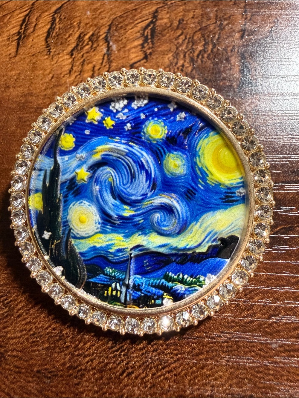 Van Gogh Starry Night Crystal Border Brooch
